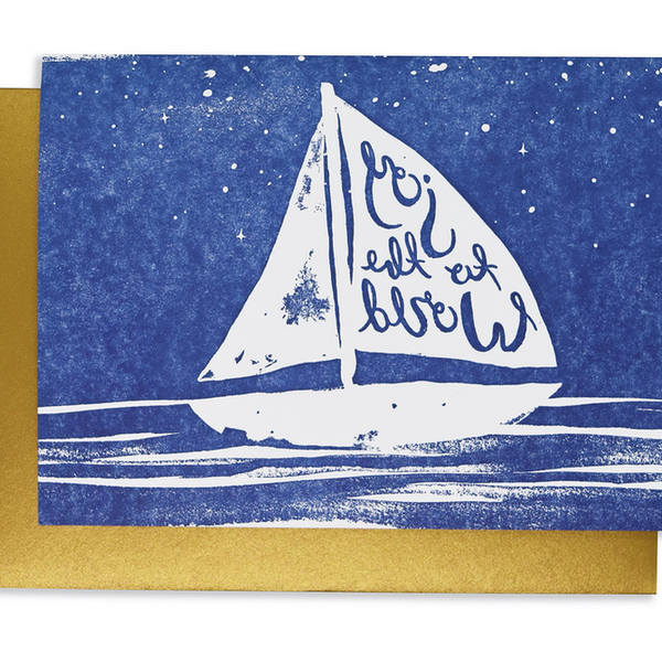 Joy to the World Sailboat Letterpress Card